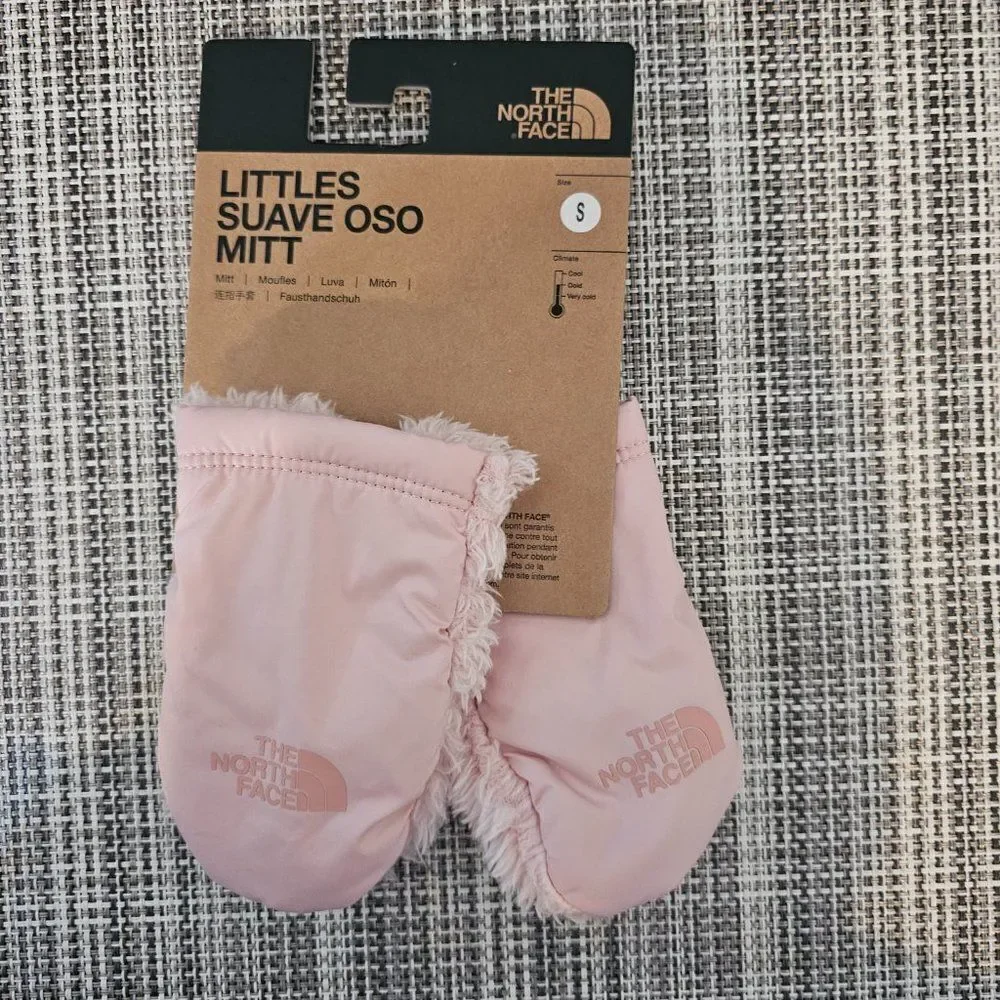 The North Face Peach Pink Littles Suave Oso Mitt Girl's Mittens Gloves Size S